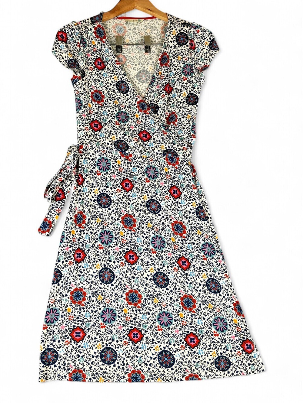 Boden Floral Wrap Midi Dress Petite 2P Cap Sleeve